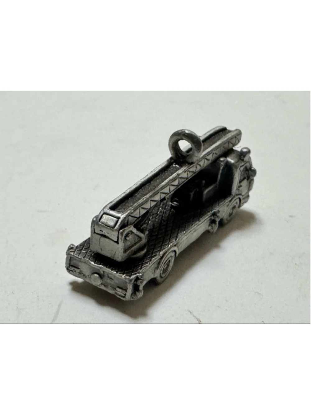 Vintage Pewter Construction Crane / Fire Truck Charm 2” long
